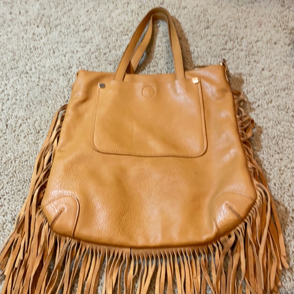 Mods Luxe Brown Leather Fringe Bag
